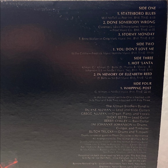 The Allman Brothers Band at Fillmore East Vinyl Record - Picture 4 of 4
